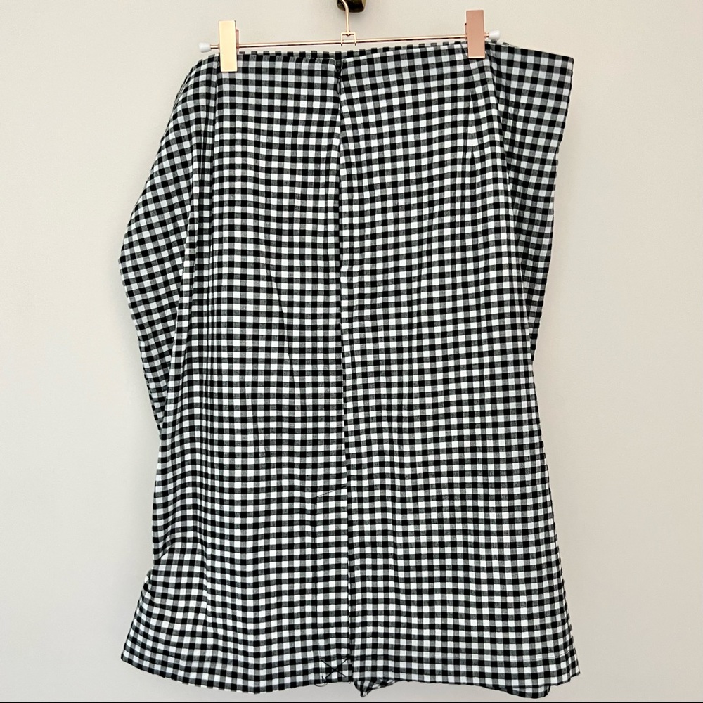 Black & White Gingham Plaid Seersucker Ruffle Pencil Skirt - Picture 5 of 9